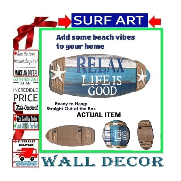 🛑 Beachcombers RELAX LIFE IS GOOD ➕🆒 WALL ART Starfish SIGN Plaque 💸BUY NOW‼️ - Picture 3 of 16